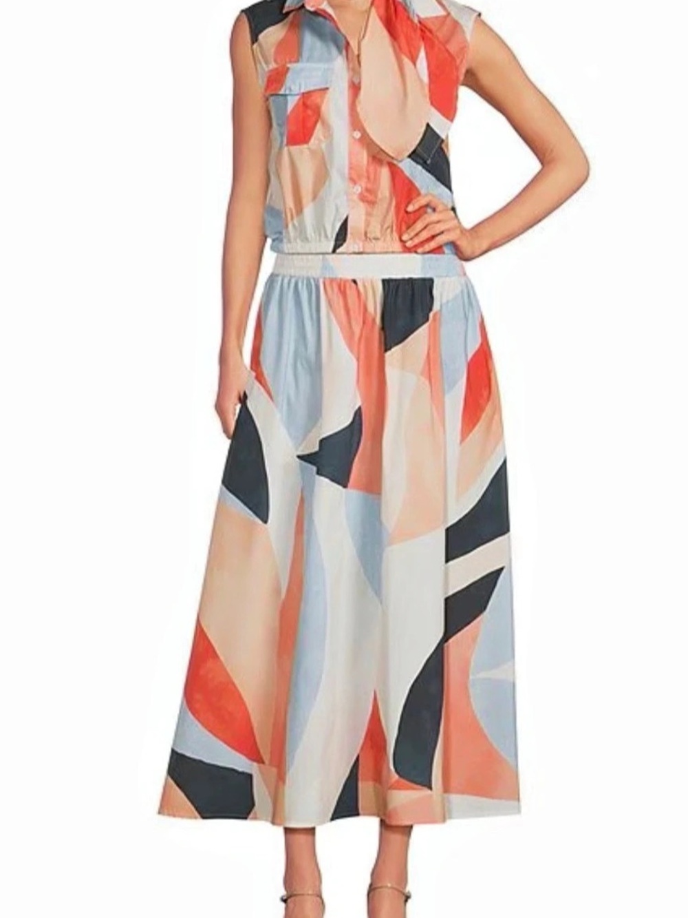 Elan Abstract Print Midi Dress Size Large